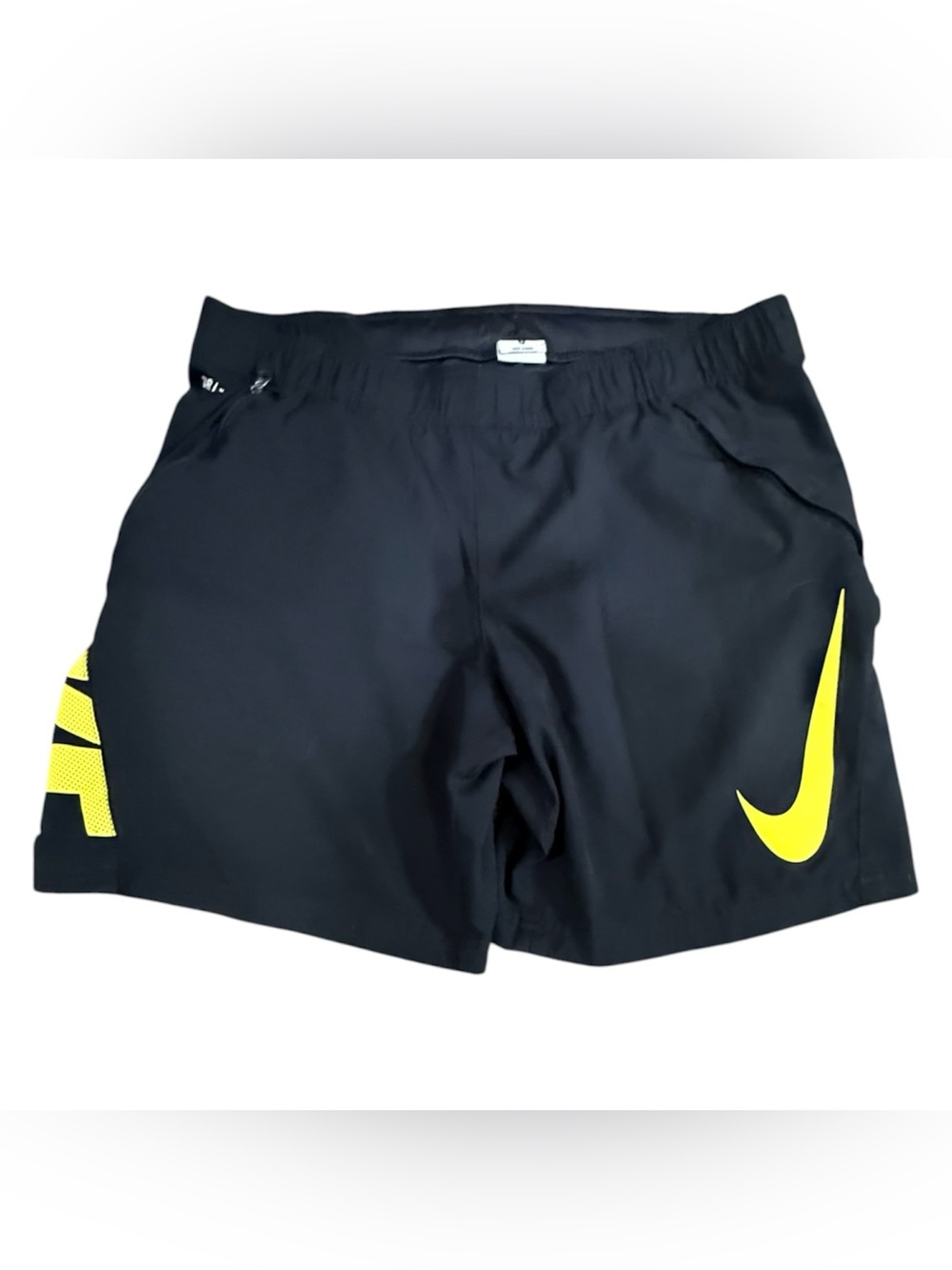 Nike Dri-FIT Black Volt Yellow Running Athletic Shorts Size S